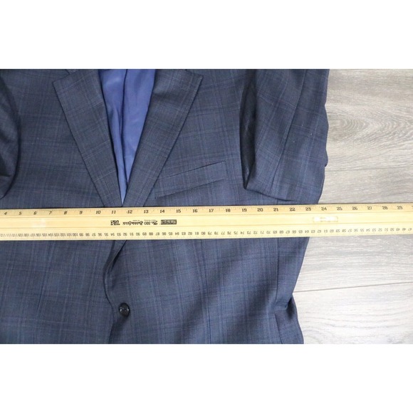 54L Hart Schaffner Marx Navy Wool 2-Piece Suit Trousers Jacket Pants 41 - Picture 5 of 16